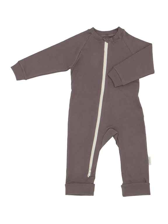 CastleWare Baby Clothes brown one piece with cream zipper