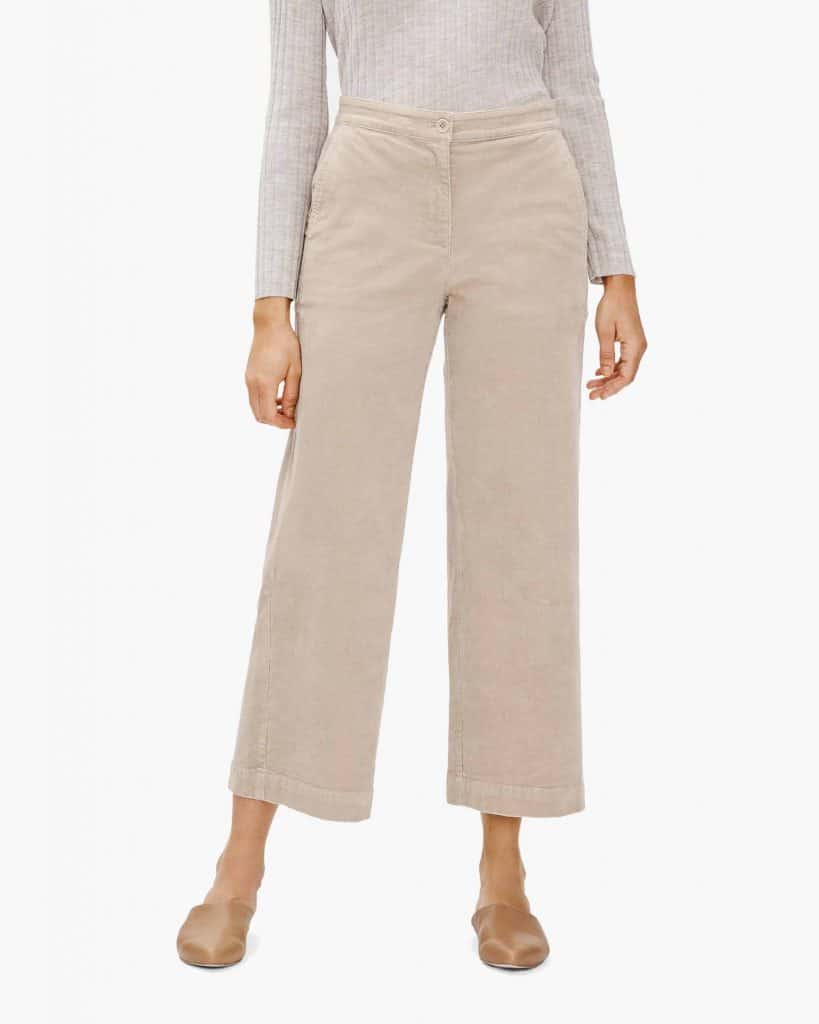 Elieen Fisher_woman in tan ORGANIC COTTON STEEL WIDE-LEG PANT