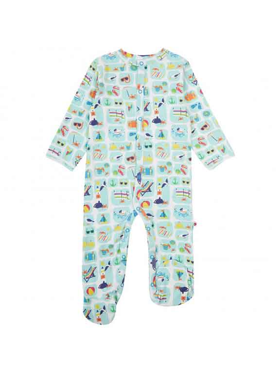 Piccalilly Baby Clothes light blue with colorful designs