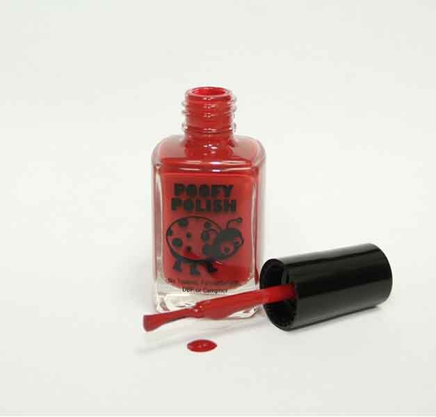 Poofy Nail Polish a bottle in the color Red 