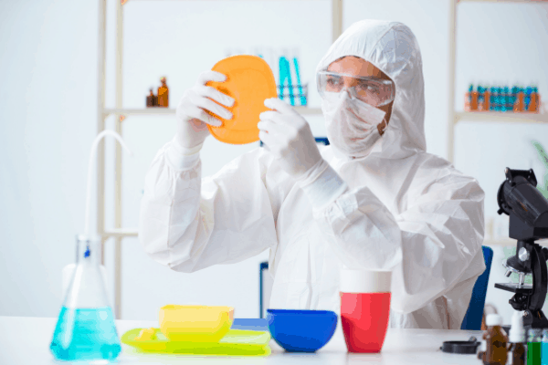 Scientist testing different types of plastics